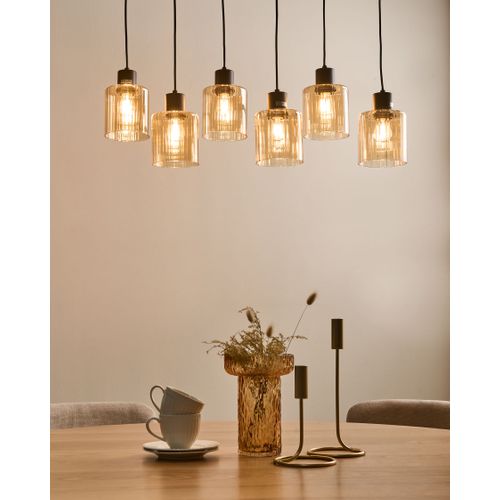 Lampes Suspension à 6 Lumières Kitare Verre Beige