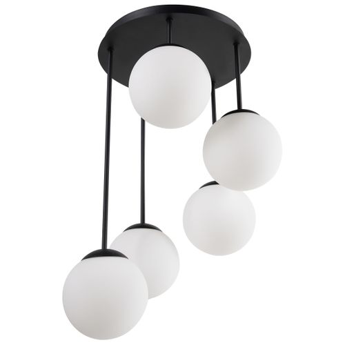 Lampes Suspension à 5 Lumières Riana Verre Noir