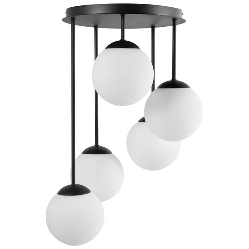 Lampes Suspension à 5 Lumières Riana Verre Noir