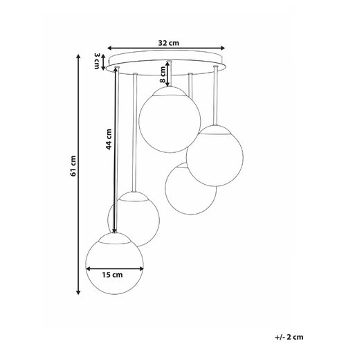 Lampes Suspension à 5 Lumières Riana Verre Noir