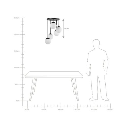 Lampes Suspension à 5 Lumières Riana Verre Noir