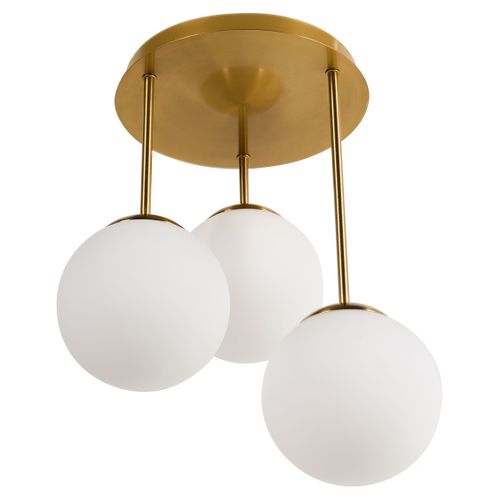 Lampes Suspension à 3 Lumières Riana Verre Métal Laiton
