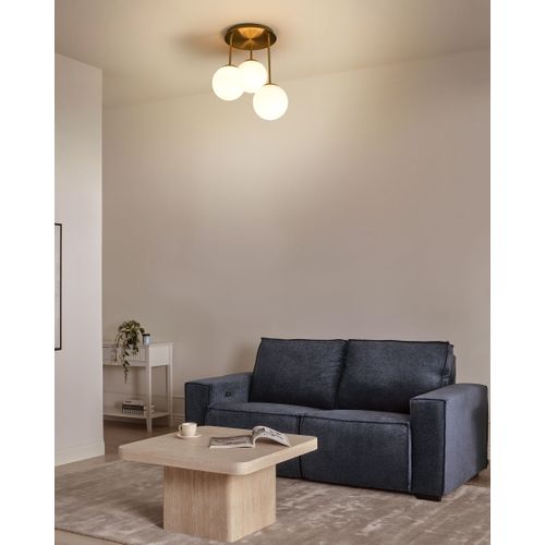 Lampes Suspension à 3 Lumières Riana Verre Métal Laiton