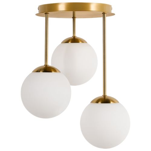 Lampes Suspension à 3 Lumières Riana Verre Métal Laiton