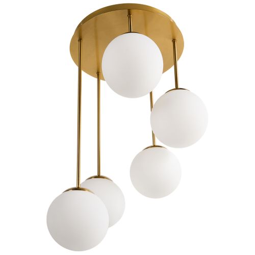 Lampes Suspension à 5 Lumières Riana Métal Laiton