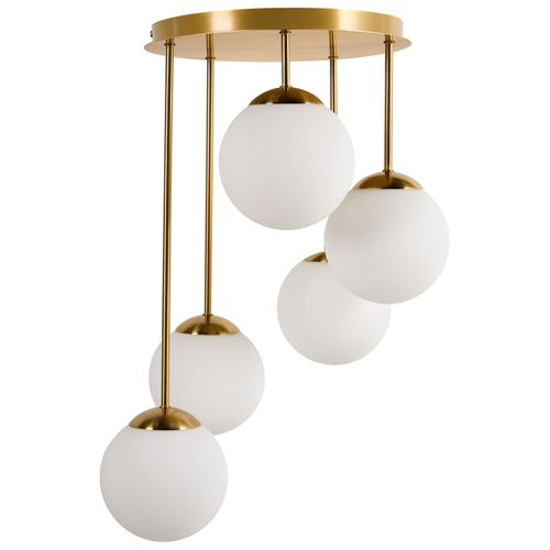 Lampes Suspension à 5 Lumières Riana Métal Laiton