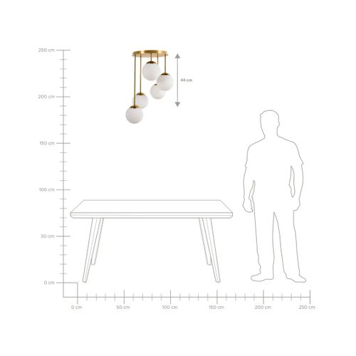 Lampes Suspension à 5 Lumières Riana Métal Laiton
