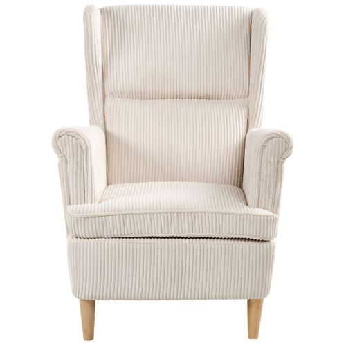 Fauteuil à Oreilles Abson Velours Côtelé Beige Clair