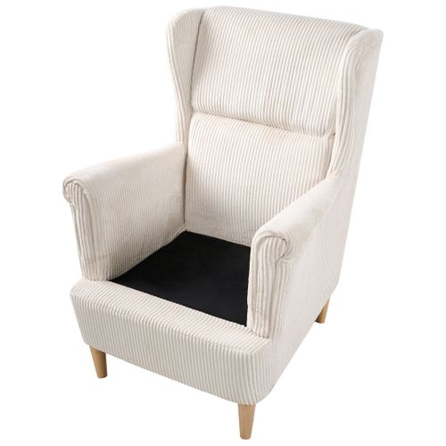 Fauteuil à Oreilles Abson Velours Côtelé Beige Clair