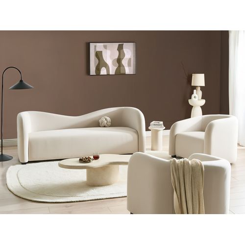 Ensemble De Salon 5 Places Veltada Velours Blanc Cassé