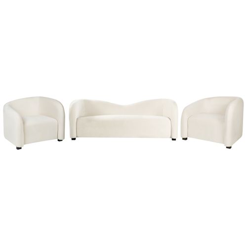 Ensemble De Salon 5 Places Veltada Velours Blanc Cassé