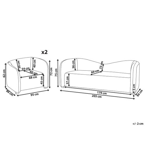 Ensemble De Salon 5 Places Veltada Velours Blanc Cassé