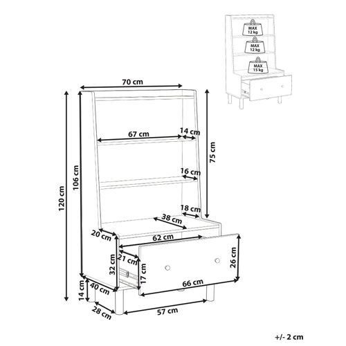 Bibliothèque 3 Étagères Quilpie 120 Cm Vert Clair