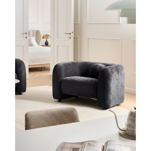 Fauteuil Leiren Tissu Chenille Noir