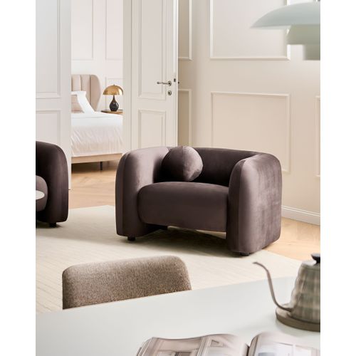 Fauteuil Leiren Velours Marron Foncé