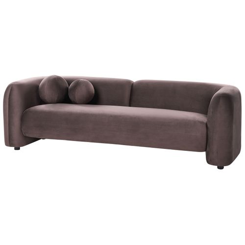 Canapé 3 Places Leiren Velours Marron Foncé