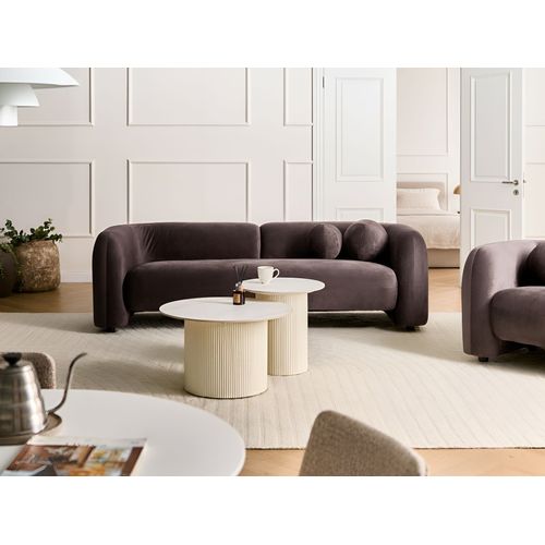 Ensemble De Salon 4 Places Leiren Velours Marron Foncé