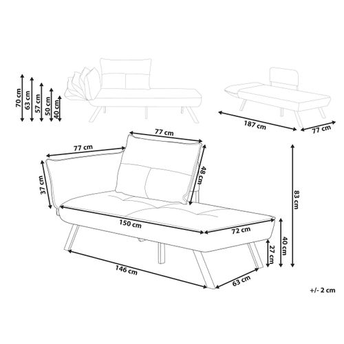 Méridienne Côté Gauche Rocamadour Tissu Taupe