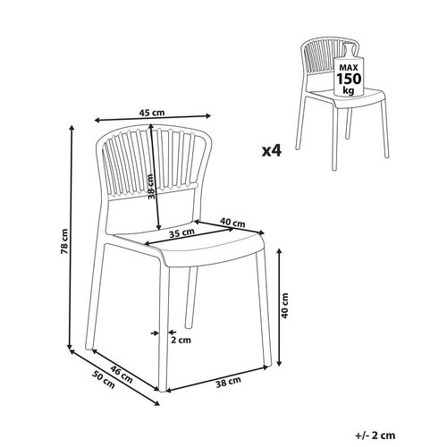 Lot De 4 Chaises De Jardin Gela Marron