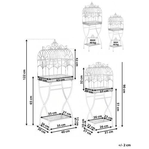 Ensemble De 2 Meubles De Rangement Sicily Métal 43/37 Cm 30/27 Cm Gris