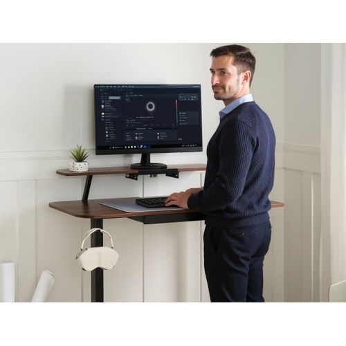 Bureau Réglable En Hauteur Électriquement Lucama Marron/noir 120 Cm 60 Cm Avec Port USB