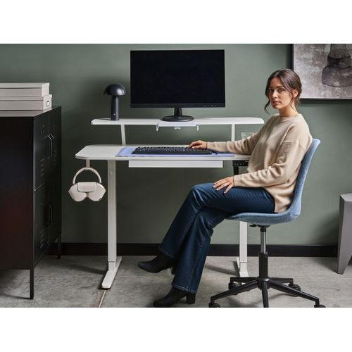 Bureau Réglable En Hauteur Électriquement Wilbanks Blanc 120 Cm 60 Cm Avec Port USB