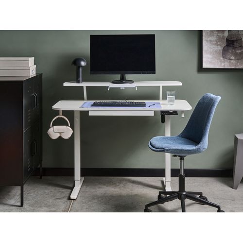 Bureau Réglable En Hauteur Électriquement Wilbanks Blanc 120 Cm 60 Cm Avec Port USB