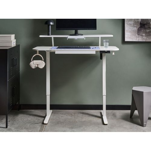 Bureau Réglable En Hauteur Électriquement Wilbanks Blanc 120 Cm 60 Cm Avec Port USB