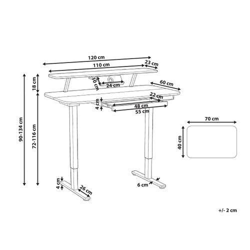Bureau Réglable En Hauteur Électriquement Wilbanks Marron/noir 120 Cm 60 Cm Avec Port USB
