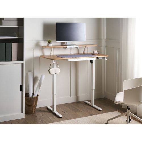 Bureau Réglable En Hauteur Électriquement Wilbanks Marron Clair/blanc 120 Cm 60 Cm Avec Port USB