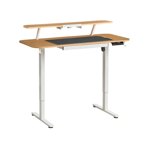 Bureau Réglable En Hauteur Électriquement Wilbanks Marron Clair/blanc 120 Cm 60 Cm Avec Port USB