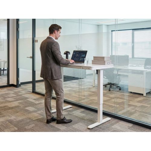 Bureau Réglable En Hauteur Électriquement Penly Blanc 120 Cm 60 Cm Avec Port USB
