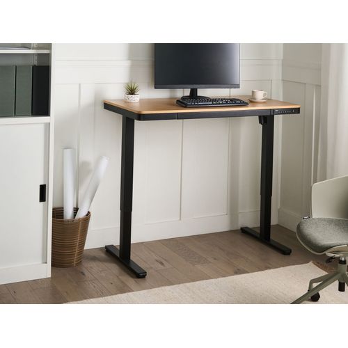 Bureau Réglable En Hauteur Électriquement Penly Noir/marron Clair 120 Cm 60 Cm Avec Port USB
