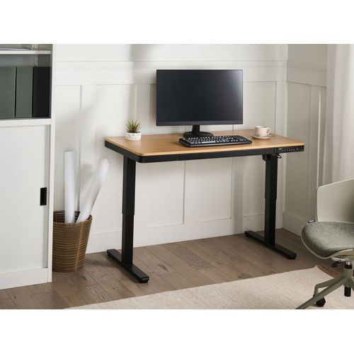 Bureau Réglable En Hauteur Électriquement Penly Noir/marron Clair 120 Cm 60 Cm Avec Port USB