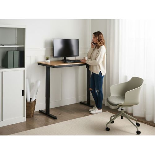 Bureau Réglable En Hauteur Électriquement Penly Noir/marron Clair 120 Cm 60 Cm Avec Port USB