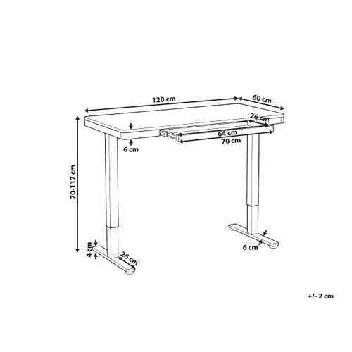 Bureau Réglable En Hauteur Électriquement Penly Noir/marron Clair 120 Cm 60 Cm Avec Port USB