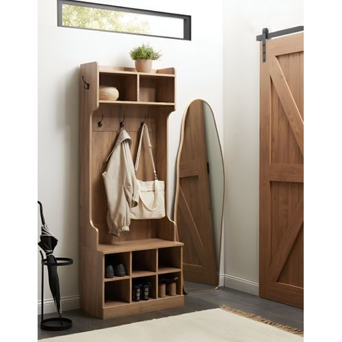 Rangement Pour Chaussures Avec Porte-manteau Gindagai Marron Clair