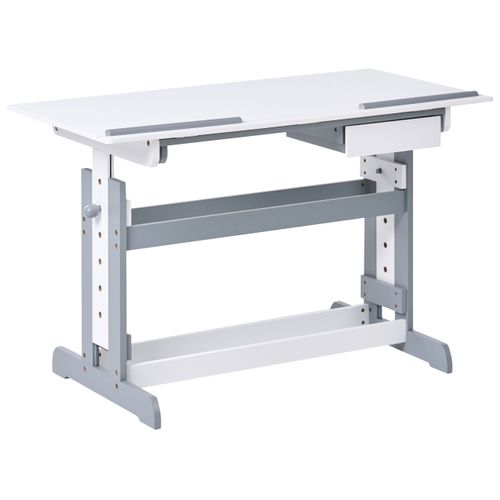 Bureau Réglable En Hauteur Manuellement Nannup Blanc 110 Cm 53 Cm