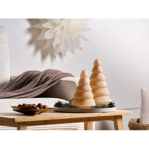 Lot De 2 Figurines Flaren Arbre De Noël 20/25 Cm Beige