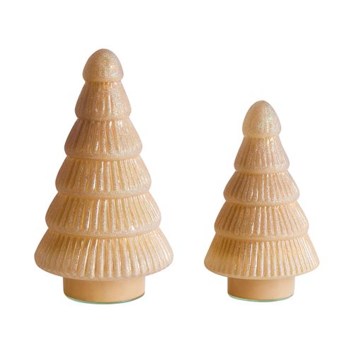 Lot De 2 Figurines Flaren Arbre De Noël 20/25 Cm Beige