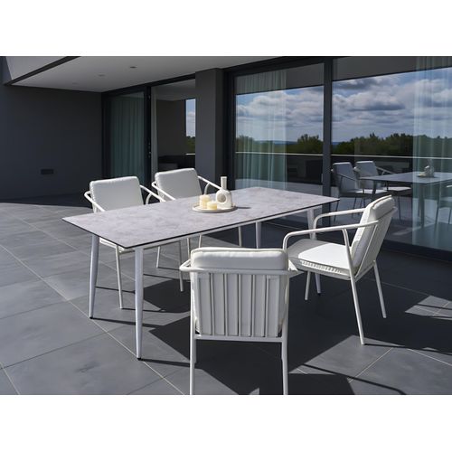 Table De Salle à Manger De Jardin Tolentino 180 Cm 90 Cm Effet Pierre Gris Clair