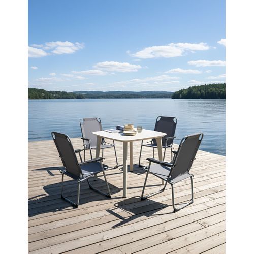 Lot De 4 Chaises De Jardin Galatsi Pliant Métal Gris