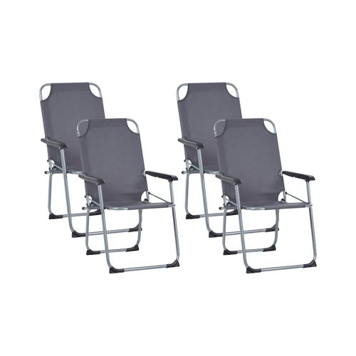 Lot De 4 Chaises De Jardin Galatsi Pliant Métal Gris