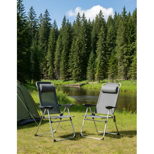 Lot De 2 Chaises De Jardin Asine Pliant Métal Gris