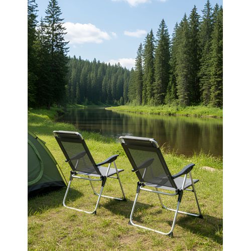 Lot De 2 Chaises De Jardin Asine Pliant Métal Gris