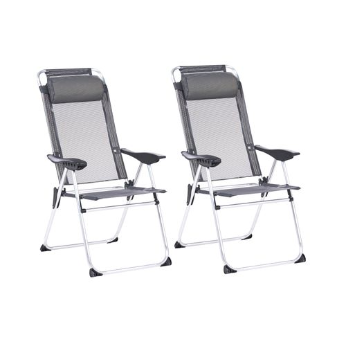 Lot De 2 Chaises De Jardin Asine Pliant Métal Gris