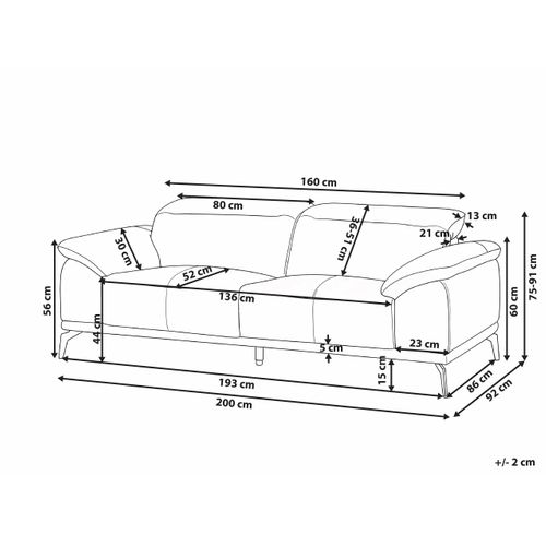 Canapé 3 Places Vejen Cuir Pu Noir