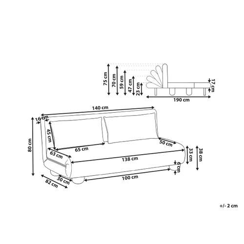 Canapé-lit 2 Places Abisko Lin Synthétique Gris Foncé
