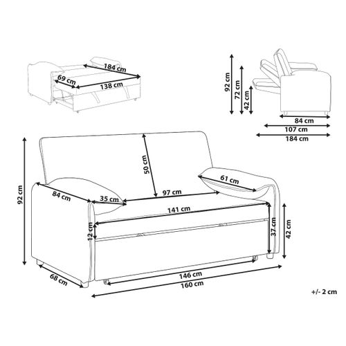 Canapé-lit Horma Tissu Marron Clair