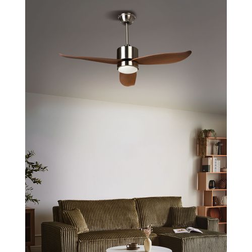 Ventilateur De Plafond Avec Lampe Mahaut Avec Télécommande LED Marron Clair